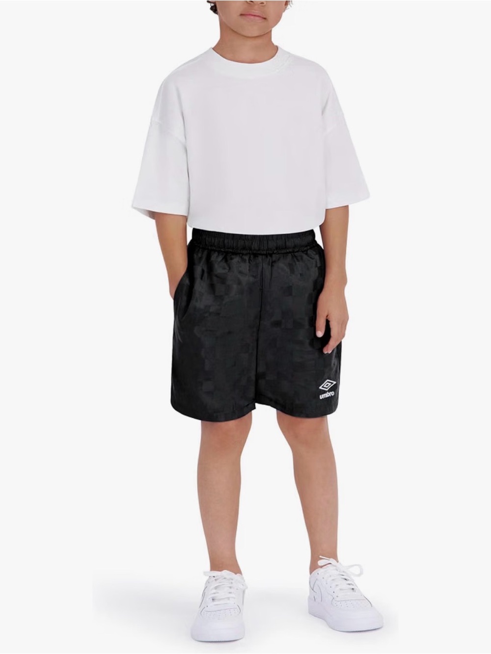Umbro Black Athletic Shorts with Subtle Checker Texture Boys M (8-10)